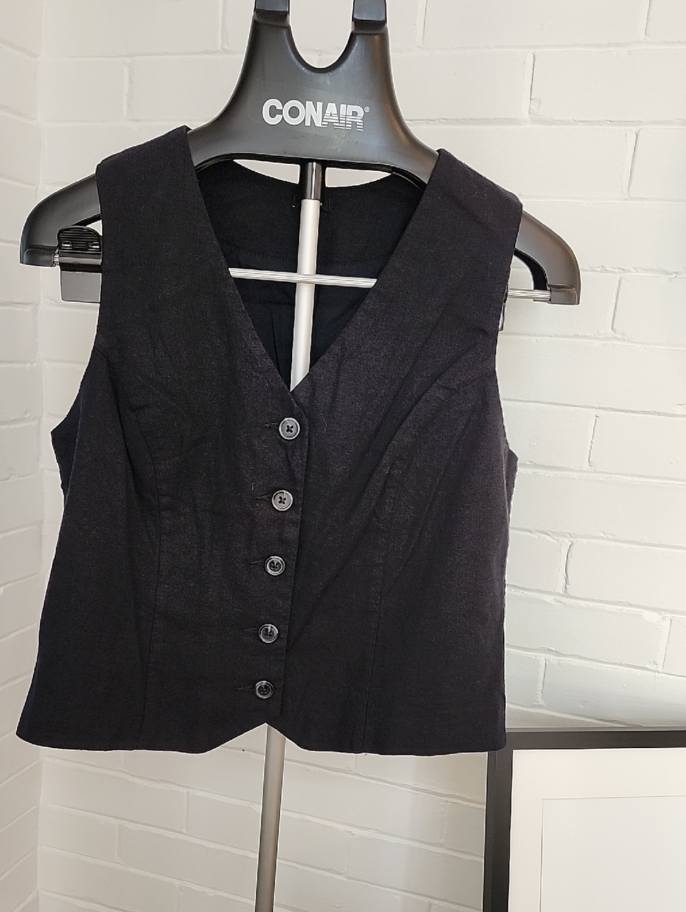 Express Black Button-Front Women's Vest - Large